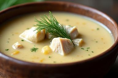 Ciorbă rădăuțeană cremoasă și savuroasă, cu bucăți de pui și smântână